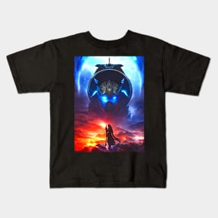 Human/Alien War - Alien Overseer - AI Generated Sci Fi Concept Art - Kids T-Shirt